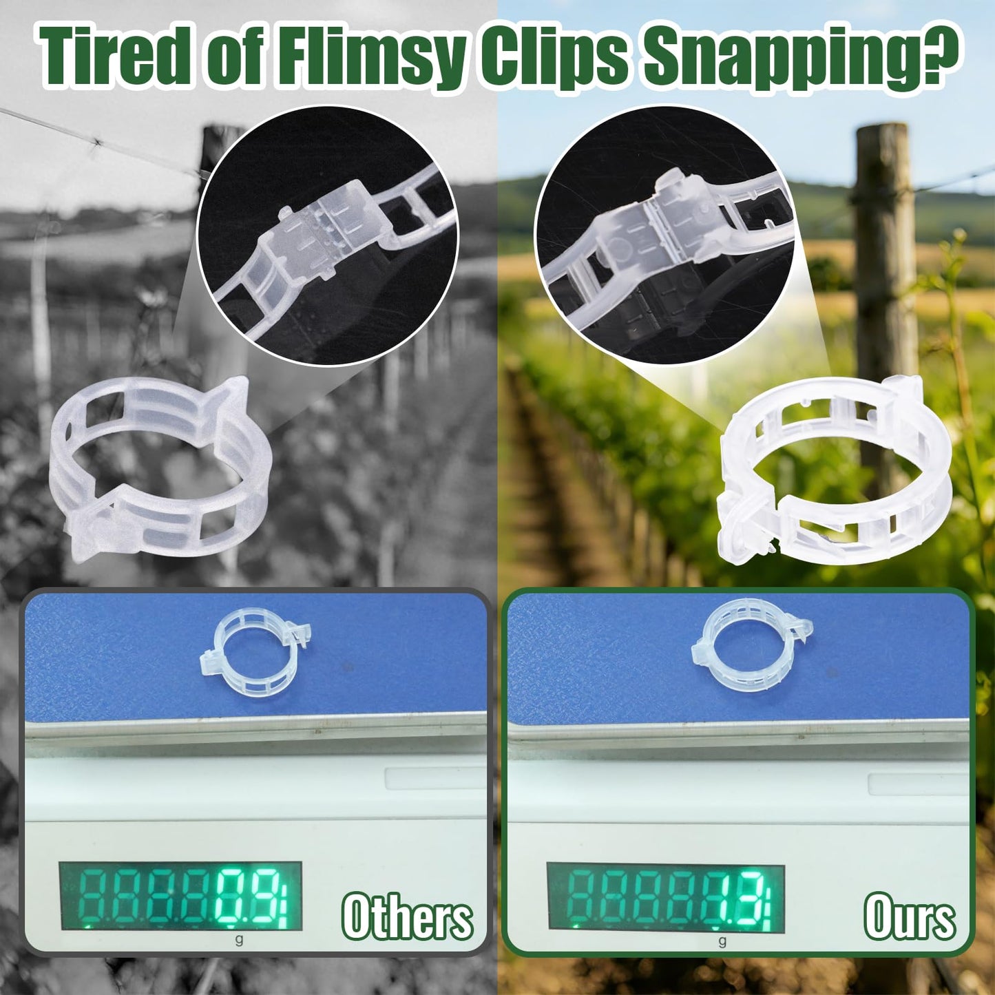 SZUAH 300 Pcs Tomato Clips for Climbing Plants & Garden Clips | All-Season Durable Reusable Plant Supports for Cucumbers, Grapes and Vegetables (Green)