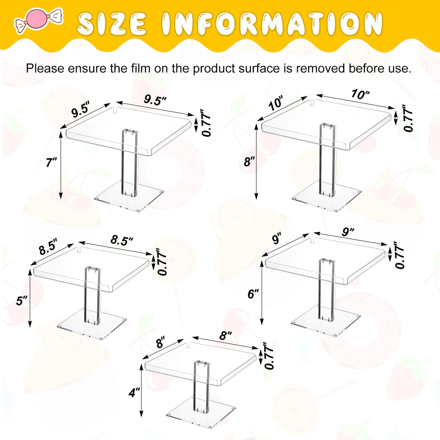 Ripeng 5 Tiered Dessert Table Display Set Buffet Riser Clear Acrylic Dessert Cupcake Stand Riser Bulk 5 Size Party Stand Food Treat Cookie Platter Pastry Serving Tray(8, 8.5, 9, 9.5, 10 Inch)