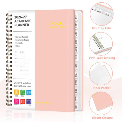 Planner 2026-2027, Weekly and Monthly Academic Planner, July 2026 - June 2027, Hardcover Calendar Agenda Book for School Year Planning, School Supplies for Teacher and Student, A5(6.3'' x 8.5'')