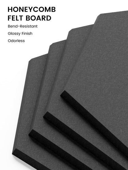 Fluxynara Hexagon Cork Board Alternative for Walls Decor-8-Pack Felt Bulletin Board Tiles,with 30 Pushpins,50 Adhesive Tabs for Office,Classrooms & Home Pin Board Felt Board-Black
