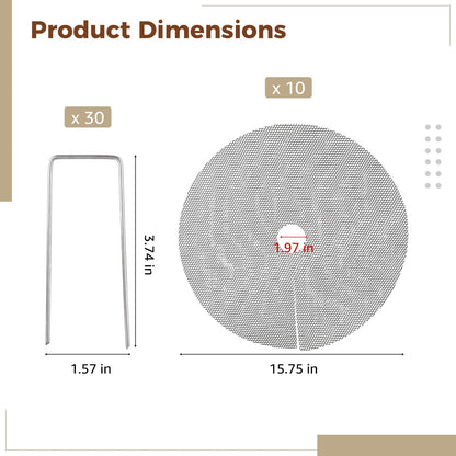 Toyosport 10 Pcs 15.75" Plant Pot Grids, Flower Pot Soil Protector Covers, Black Plant Mesh Nets for Pet Protection, Cuttable Digging Stoppers with Metal Securing Stakes