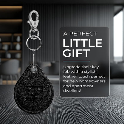 EDO GOT Genuine Leather Proxi RFID Key Fob and GPS Tag Holder Black 2 pack, Black