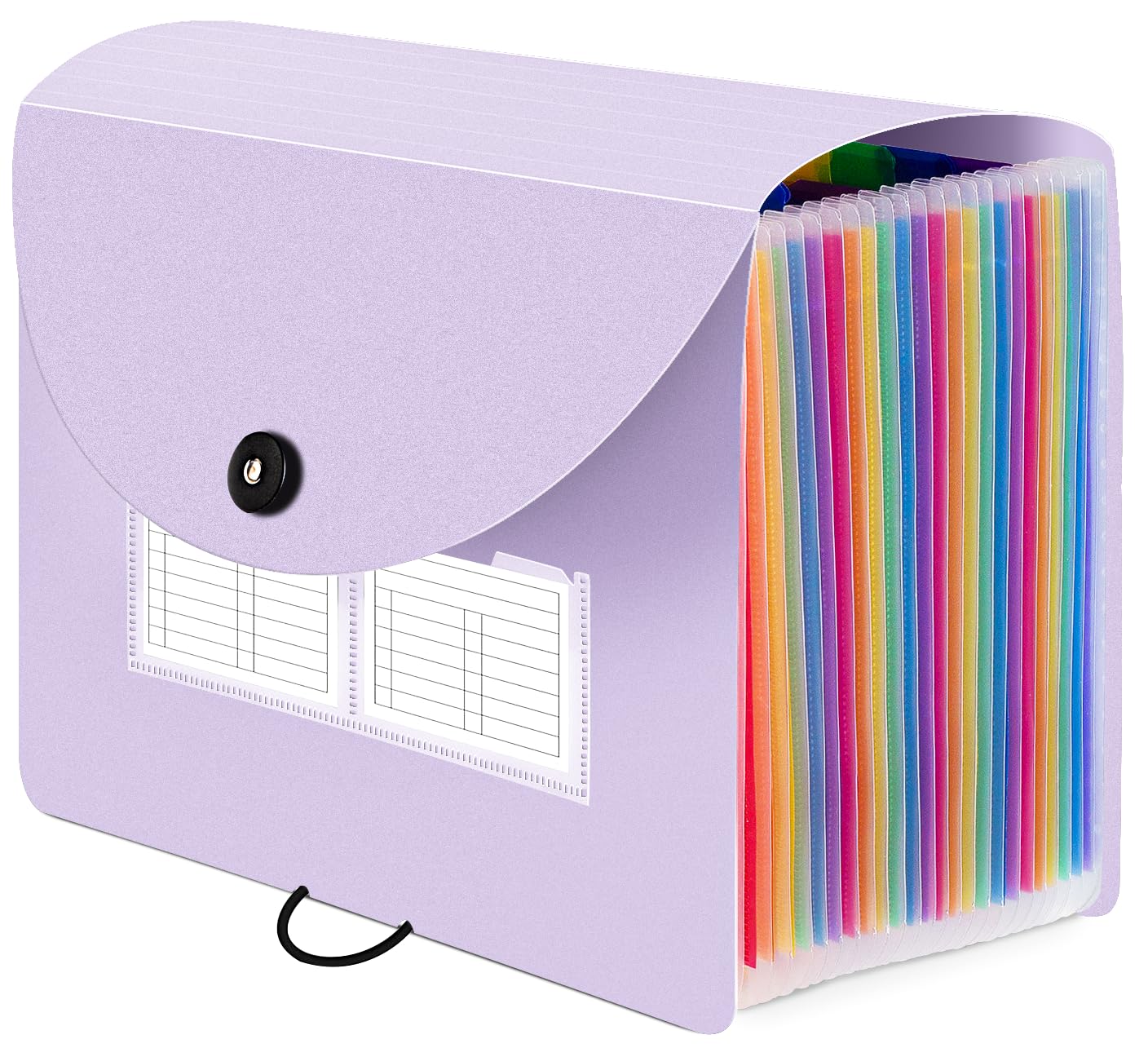 Sooez 24 Pockets Expanding File Folder with Blank Labels, According File Organizer with Expandable Cover, Desktop Accordion Folders Letter A4 Paper Document Storage Organizer, Purple