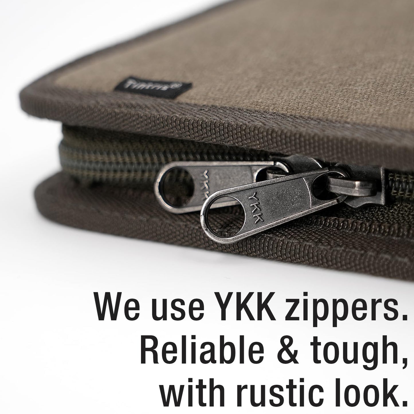 Tintris A5 YKK Zipper Journal Cover for 5.5 x 8.25 Moleskine Cahier Notebook Sketchbook, Classy Waxed Canvas Cover for A5 Planner with Pen Holder, also for 5 x 8 Legal pads, Water Resistant, Olive