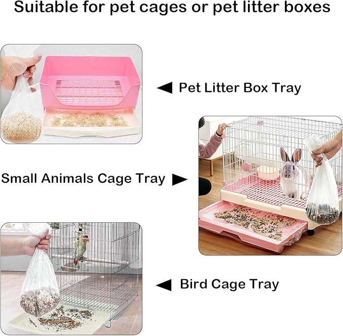 Small Animal Cage Liners Disposable, 50 PCS Rabbit Litter Box Liner Cage Tray Liner Pet Litter Pan Bags Plastic Film Cover for Guinea Pig Bunny Bird Chinchilla Hedgehog (Compact)