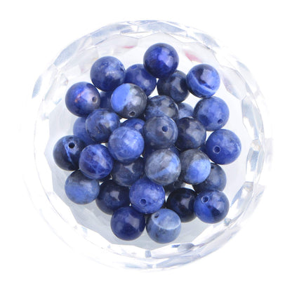 80Pcs Natural Crystal Beads Stone Gemstone Round Loose Energy Healing Beads with Free Crystal Stretch Cord for Jewelry Making (Blue Sodalite, 10mm)