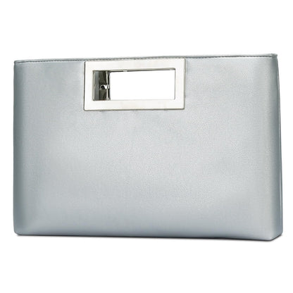 KKXIU Clutch Purse for Women Vegan Leather Evening Bag Formal Handbag for Wedding Party Prom Bridal (Silver)