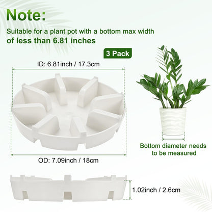M METERXITY 2-Pack Plant Saucer, 6.81 Inch/17.3 cm Plastic Plant Trays Thicker for Pots/Indoor/Outdoor/Water Drainage and Protection, Flowerpot Drip Tray [White]