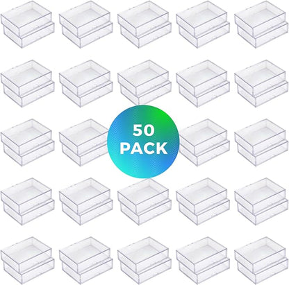 Gary Plastic Packaging 50 Pack Clear Acrylic Card Storage Boxes with Lids – 3 1/2" L x 2 1/2" W x 1/2" H Baseball Card Storage Box, Sports Card Boxes and Magic Card Storage Box – Made in USA