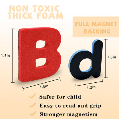 Classroom Magnetic Alphabet Letters,238 Color Lowercase Uppercase Refrigerator Magnets,ABC Double Side Magnetic Letter for Toddler 3+ Preschool Kids Learning Spelling Teachers Whiteboard Fridge