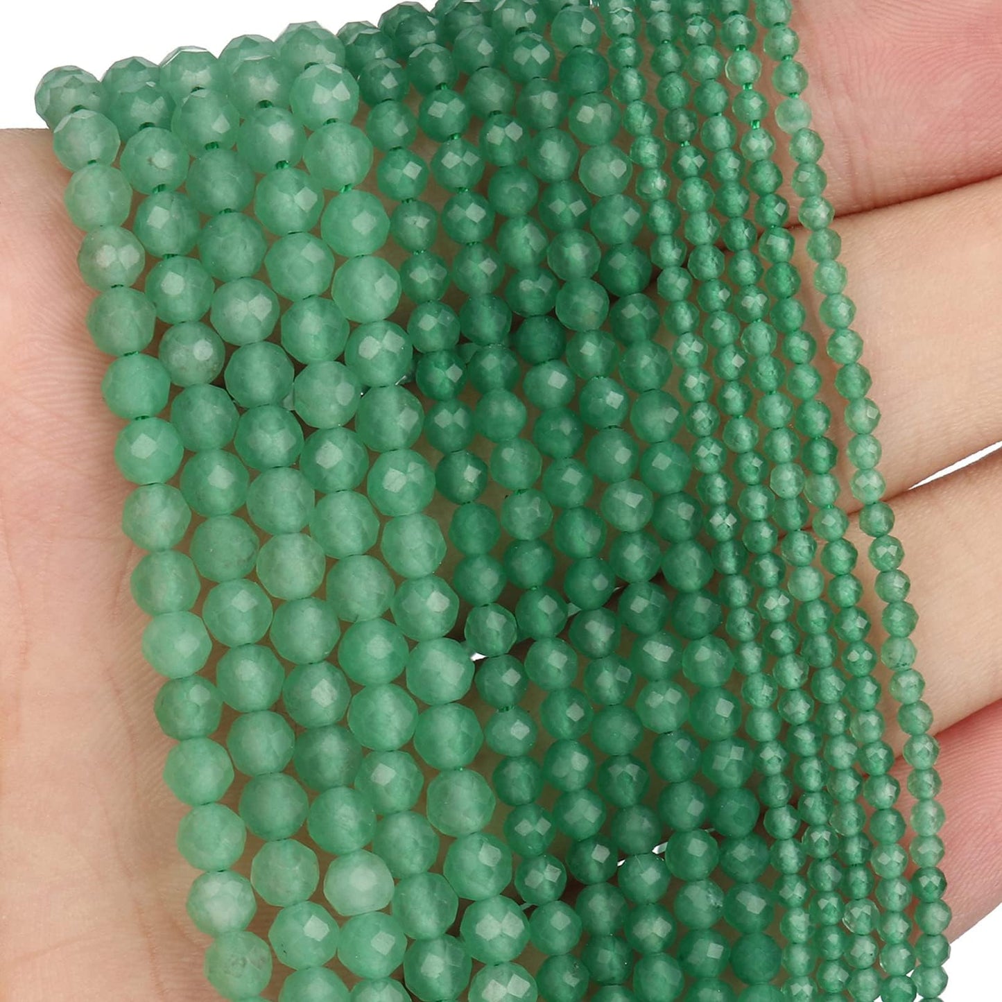 Song Xi 180pcs 2mm Natural Green Aventurine Gemstone Beads Faceted Round Loose Stone Beads for Jewelry Making (1 Strand)
