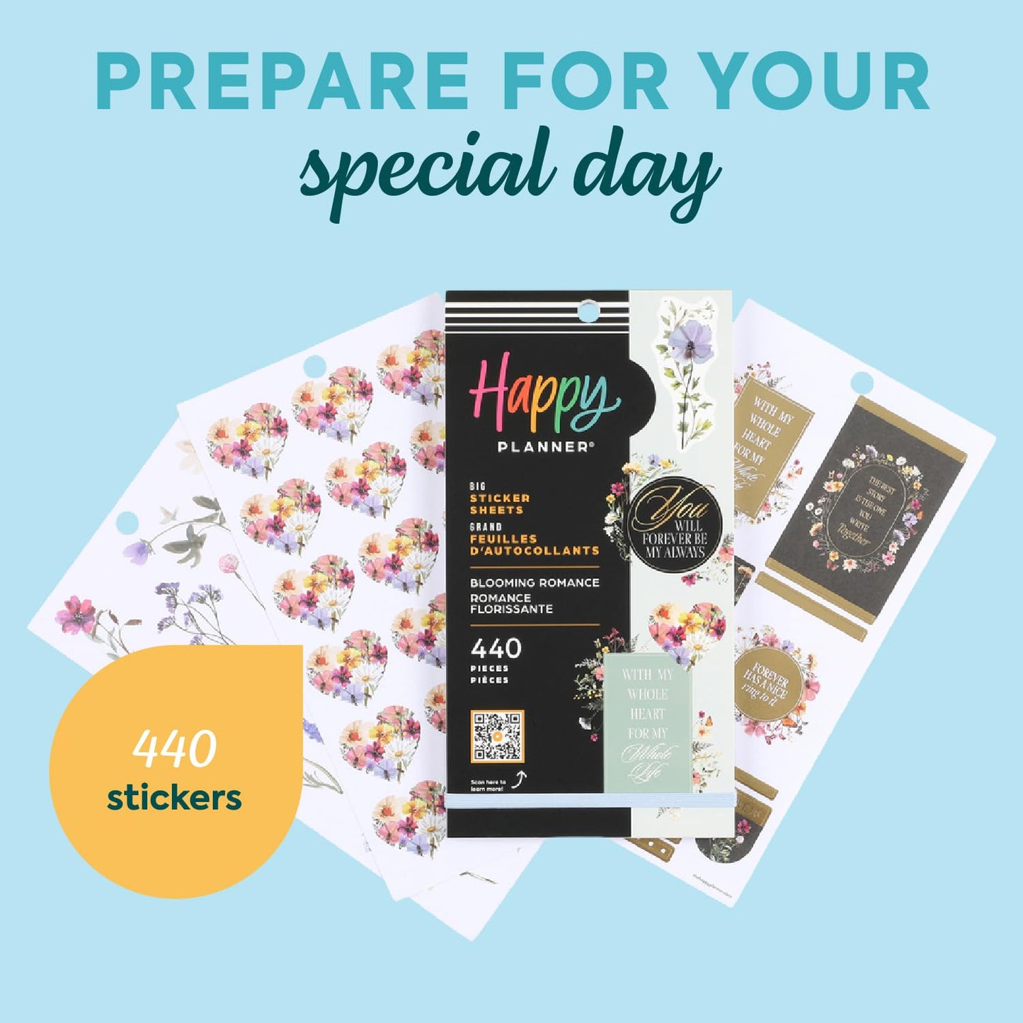 Happy Planner Blooming Romance 30-Sheet Classic-Size Sticker Pack for Wedding Planning