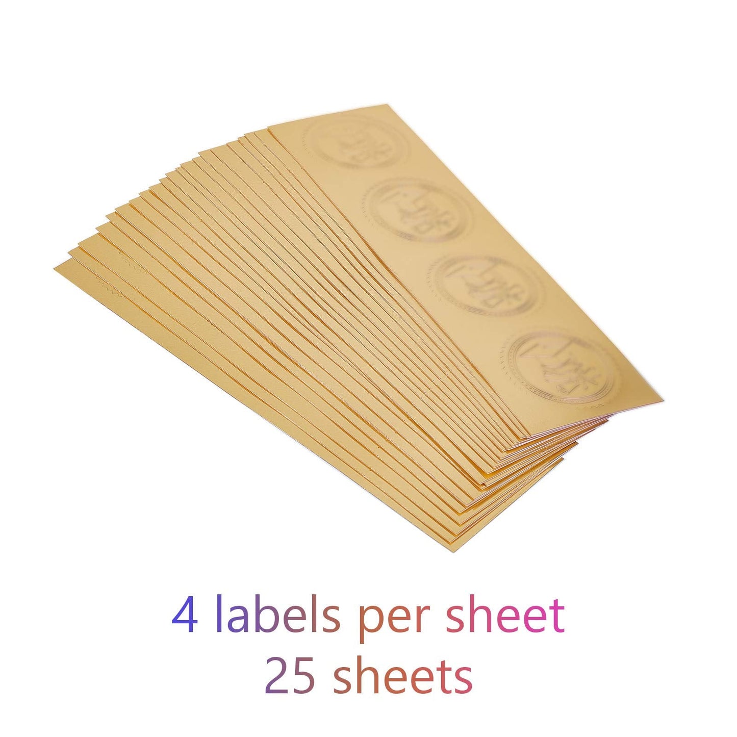 CRASPIRE 100pcs Gold Foil Certificate Seals - Mustang Embossed Gold Certificate Seals 2" Round Self Adhesive Embossed Stickers for Invitations, Graduation, Monogram