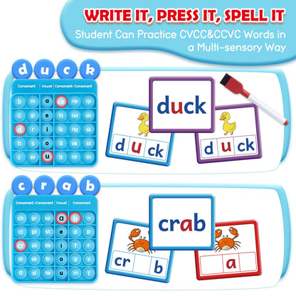 Torlam CVCC & CCVC Word Games, Sight Words Flash Cards Spelling Reading Learning Phonics Games for Kids, Speech Therapy Toy, Kindergarten Classroom Must Have Learning Activities Homeschool Supplies