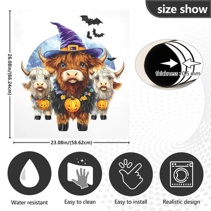Dishwasher Magnet Cover Front Door Highland Cows Halloween Funny Decorative Refrigerator Covers Magnetic Sheet Sticker Wash Machine Fridge Panel Decal for Kitchen Appliance 23x26 in