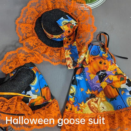YLYGJGL Halloween Witch Porch Goose Costume - 23" Cement Plastic Goose Statue Outfit Clothing with Hat & Broom, Funny Fall Geese Shirt Decor for Outdoor Patio Lawn Yard Decoration