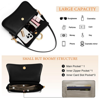 KKXIU Shoulder Bag for Women, Small Handbag Cute Purse Retro Clutch Underarm Hobo Bag, Black