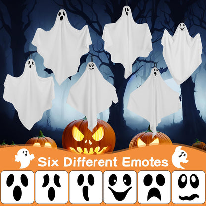 6 Pack Halloween Hanging Ghosts, Cute Flying Ghost Decorations, Outdoor Hanging Ghosts, Halloween Outdoor Decorations for Home, Front Yard, Tree, Porch, Patio, Lawn, Garden, Party & Holiday