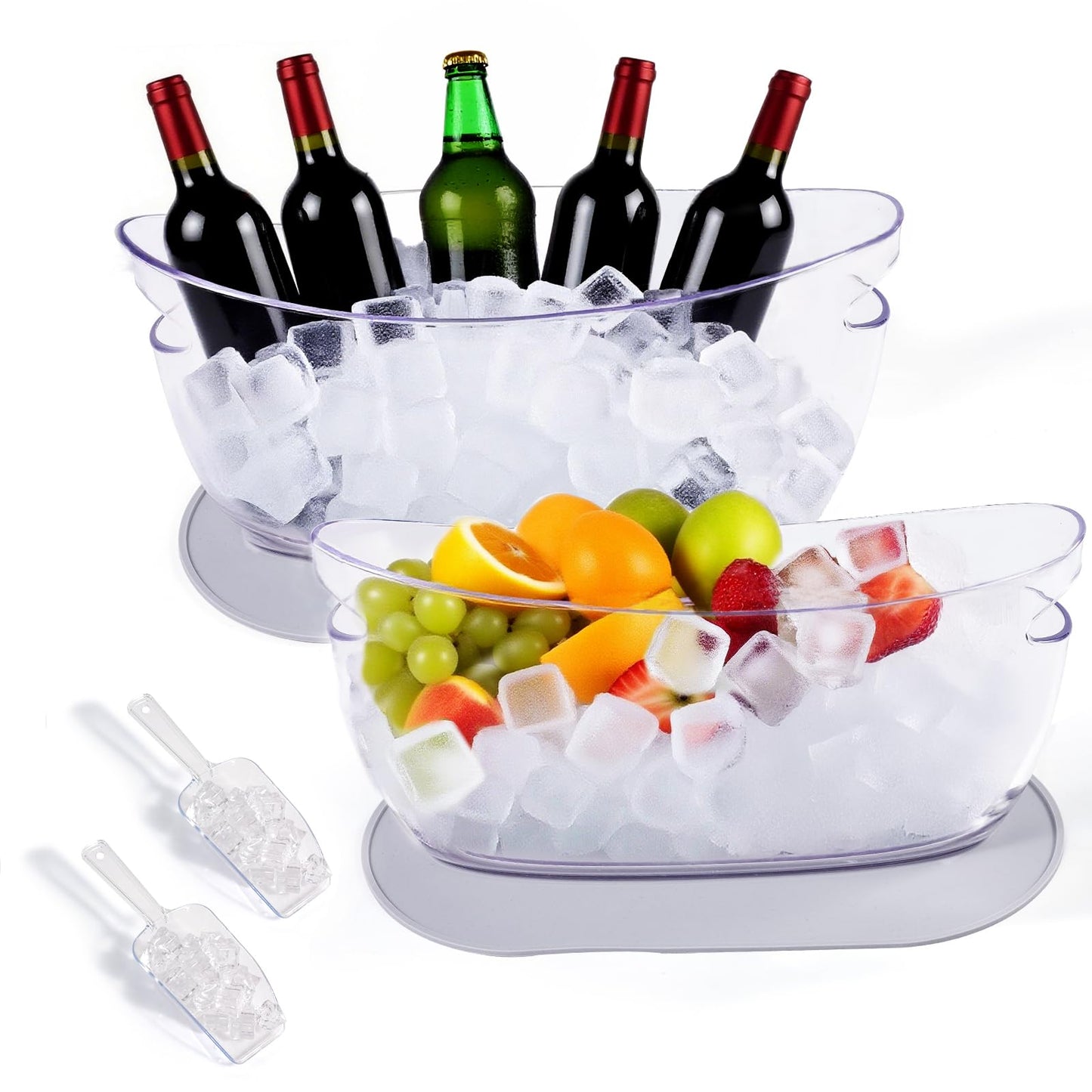 SRRUI Ice Bucket，Upgraded Beverage Tub with Anti Condensation Silicone Pad and Ice Scoop Set，5.5L Ice Tub，Party Cooler，Mimosa Bar Supplies
