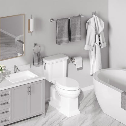 USHOWER Brushed Nickel Bathroom Hardware Set, Modern 24-Inch Towel Bar Set Wall Mounted, Durable SUS304 Stainless Steel Bathroom Accessories Set, 8-Piece