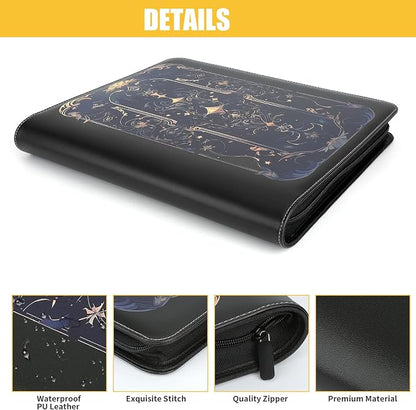 Toploader Binder,Toploader Hard Cases, 9-Pocket Pages Sleeves Hold up 288 Cards.Toploader Card Binder with Sleeves for “3×4” rigid，Card Holder(black purple)