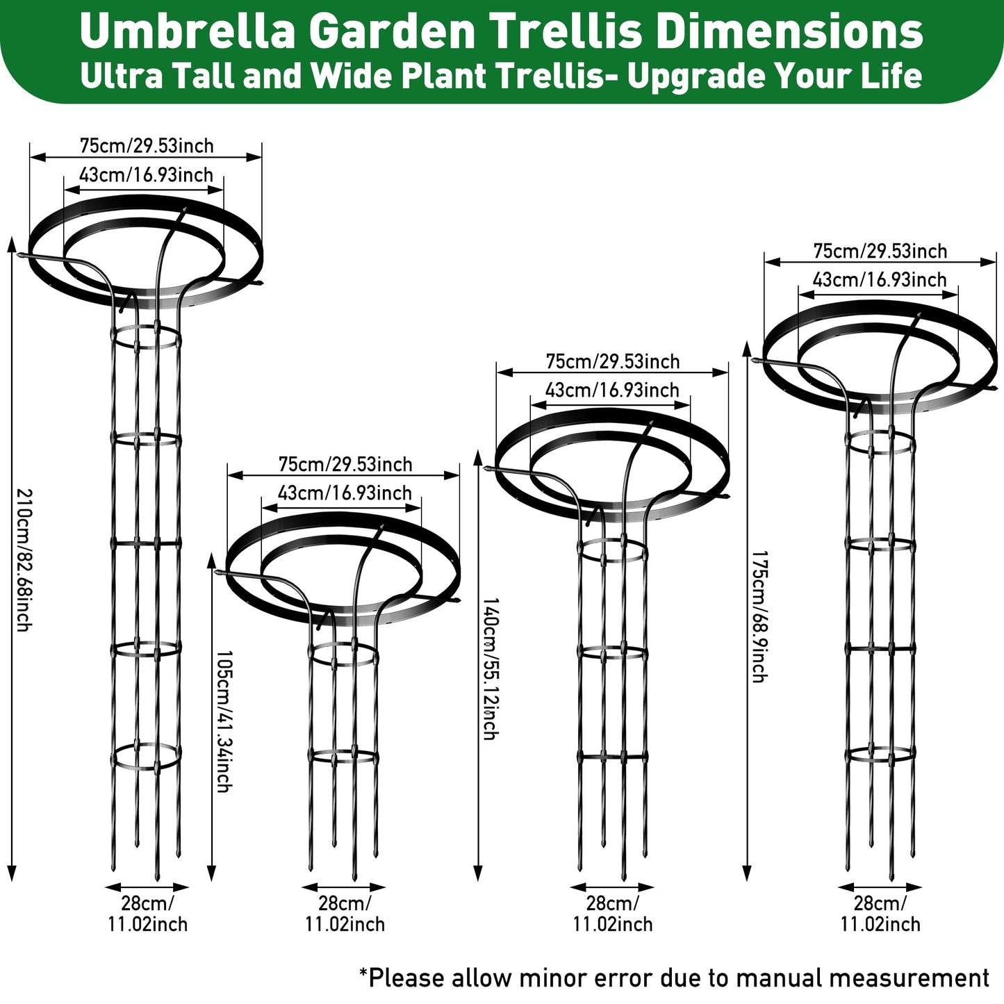 Carotex Mushroom Top Trellis for Climbing Plants Outdoor, 5.74FT Decorative Obelisk Plant Support with Rustproof PE-Coated Metal Poles, Rose Trellis for Clematis Ivy, Black