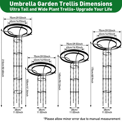 Carotex Mushroom Top Trellis for Climbing Plants Outdoor, 5.74FT Decorative Obelisk Plant Support with Rustproof PE-Coated Metal Poles, Rose Trellis for Clematis Ivy, Black