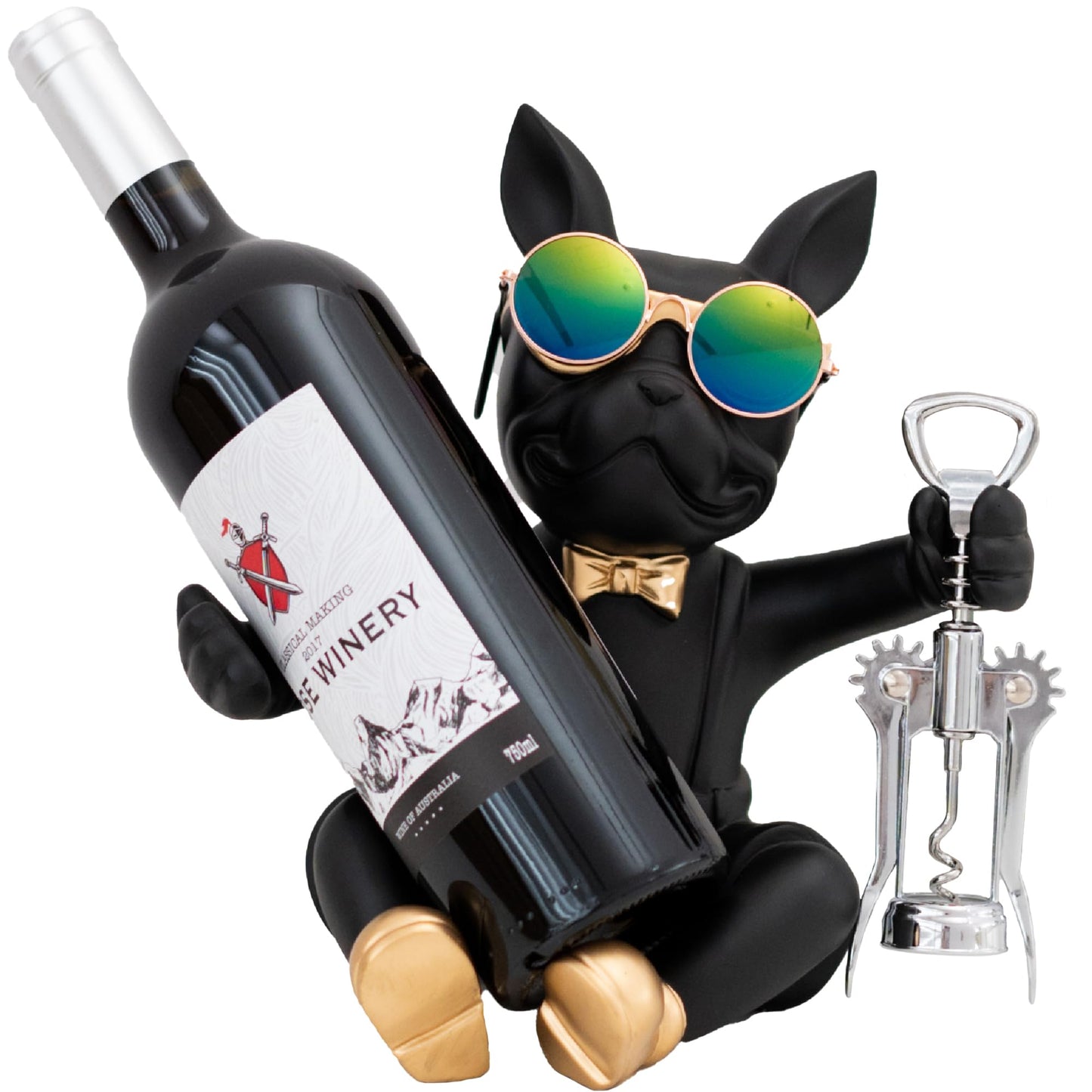 Juju Bulldog Wine Bottle Holder - Wine Holder Countertop - Unique Home Decor Bottle Organizer - Bulldog Decor
