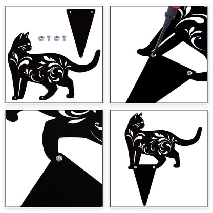 URATOT 3 Pack Metal Cat Garden Statues Black Cat Silhouette Cats Decorative Stakes Garden Outdoor Statues Animal Stakes for Yard Decor and Lawn Ornaments