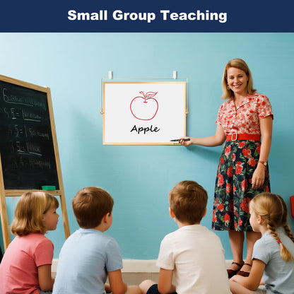 TSJ OFFICE Small White Board - 12 X 16 Inches Small Magnetic Dry Erase Board with Hooks for Wall, Desktop Whiteboard Stand 360 Degrees Revolving Double Sided for Office, Home, School, Gold