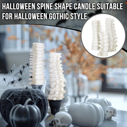 Nuanchu 3 Pcs Spine Candles Set Halloween Spooky Candles Spine Goth Decor Halloween Table Centerpiece Novelty Votive Decoration with 3 Sizes Gothic Gift for Skeleton Lover Chiropractor Party