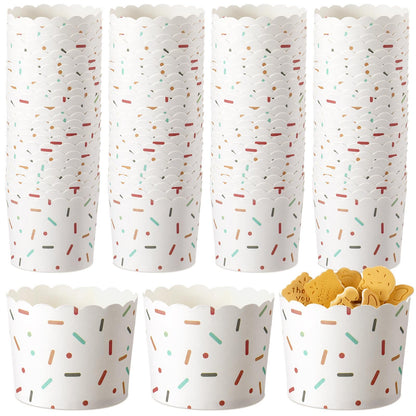 Uiifan 200 Pcs 6 oz Muffin Cupcakes Baking Paper Cups Greaseproof Muffin Paper Cups White Cupcake Liners Baking Supplies for Cake Balls Candies