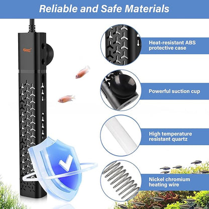 hygger 500w Aquarium Heater, Submersible Fish Tank Heater with Digital LED Controller and Intelligent Leaving Water Automatically Stop Heating System,for 75-130 Gallon Tanks