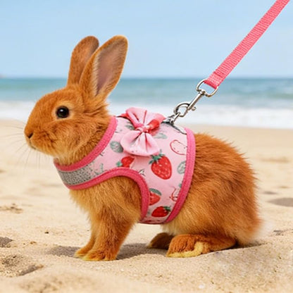 Zunate Rabbit Harness and Leash Set, Escape Proof Small Pet Harness with Dual Safety Buckles, Soft Lightweight Vest for Guinea Pigs, Ferrets, Chinchillas (S)
