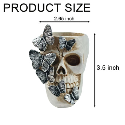 FJXMMT Skull Pen Holder, Skull Desk Accessories Holder Gothic Toothbrush Holder, Halloween Decor for Home Office School, Gift for Skull Lovers