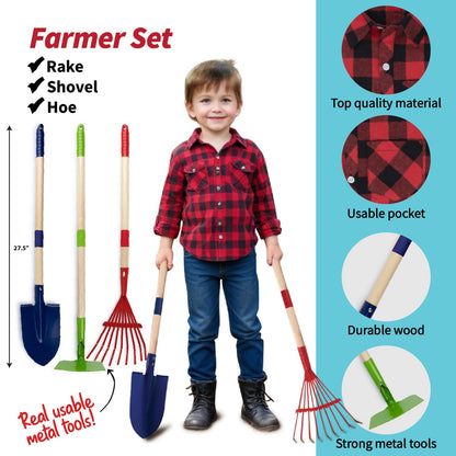 Born Toys 3-in-1 Toddler Dress Up Clothes for Boys & Girls Ages 3-7, Gardener, Farmer, Explorer or Safari Outfit, Pretend Play Career Outdoor Adventure Set, Washable Costumes for Kids, Gift Ready Set