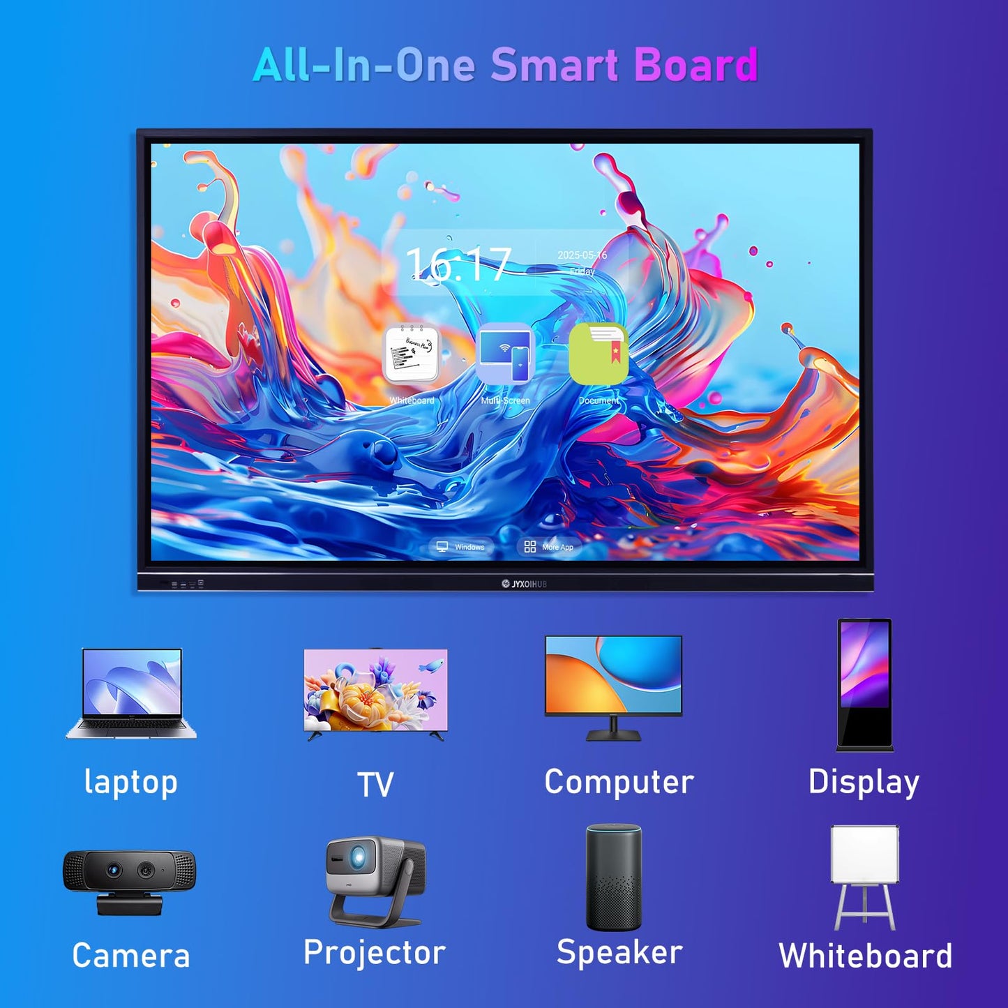 75 inch Interactive Whiteboard, 4K UHD Smartboard Touchscreen Display, Smart Whiteboard, Remote Collaboration Smart Board for Classroom and Businesses (Board Only) (75 Inch)