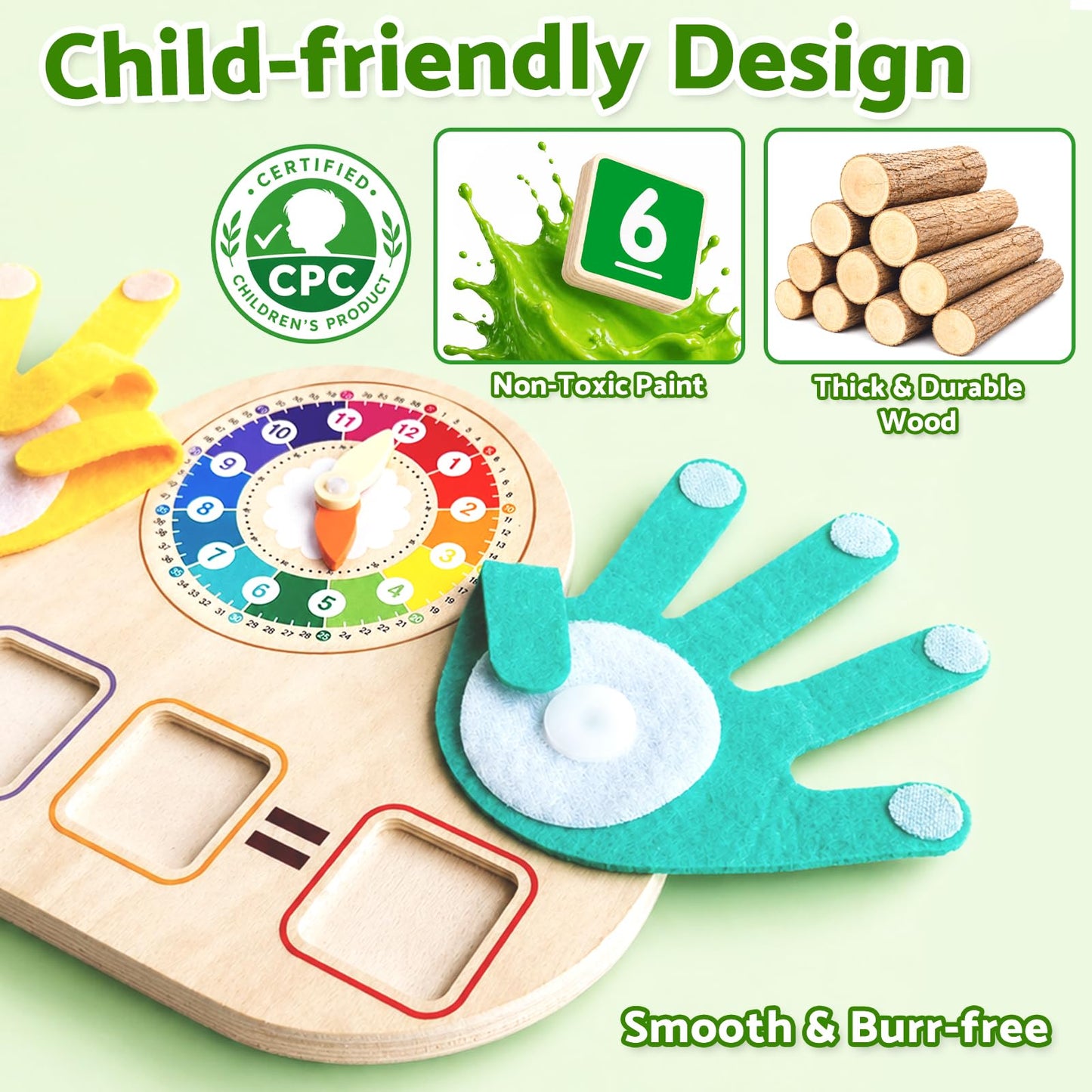 Quliwise 2-in-1 Math Manipulatives Number Counting Blocks Toys & Teaching Clock, Preschool Learning Activities for Toddlers 2-4, Educational Montessori Toys for 3 4 5 Year Old Boys Girls Birthday Gift