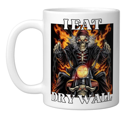 I Eat Drywall Funny Cringe Hard Skeleton Meme Ceramic Mug, White