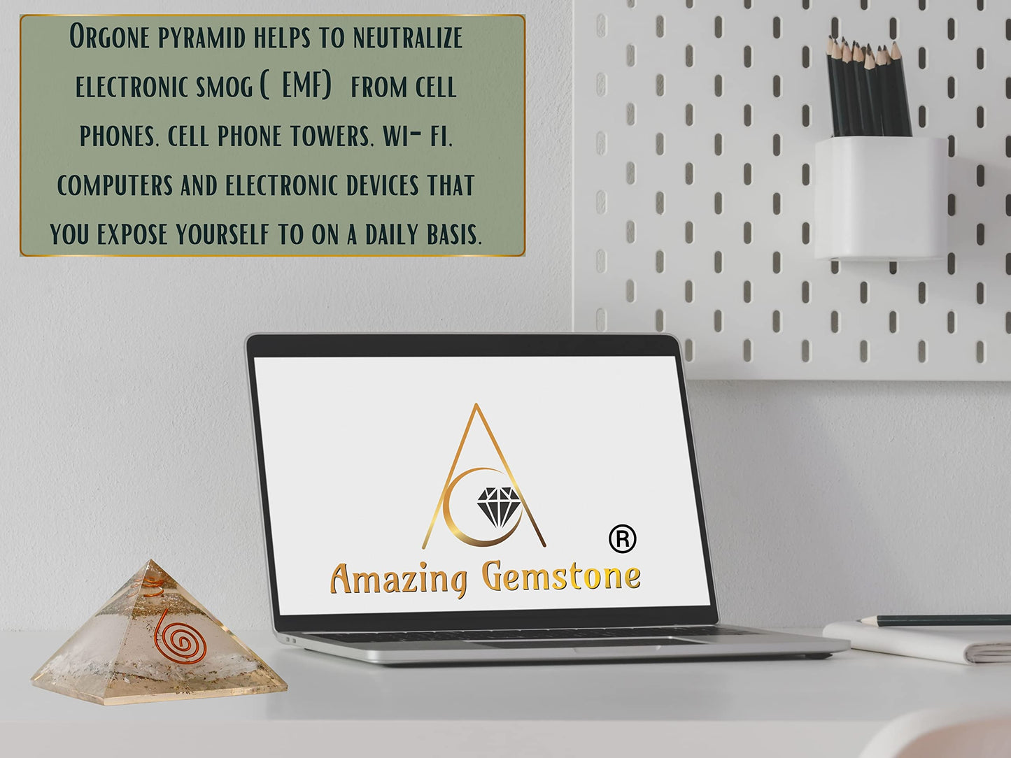 Large Orgone Pyramid | Glow in Dark Selenite Pyramid Crystal | Orgonite Pyramid | Organ Pyramids Positive Energy Healing