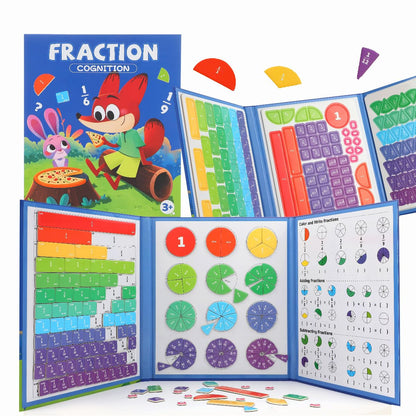Magnetic Fraction Demonstration Book,Magnetic Fraction Tiles & Fraction Circles,Montessori Fraction Manipulatives Learning Games for Kids,Fraction Manipulatives for Elementary School (Fox)