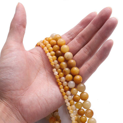 BEADIA Natural Yellow Jade Stone Round Loose Semi Gemstone Beads for Jewelry Making 4MM 89PCS
