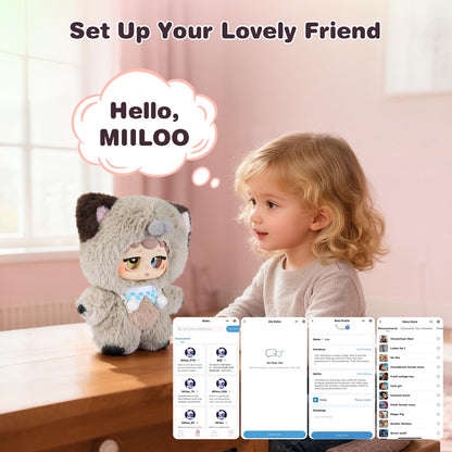 𝐀𝐈-𝐩𝐨𝐰𝐞𝐫𝐞𝐝 Plush Interactive Toy with Multiple Languages Switchable, Mini Communicatible Companion Bauble, Creative Simulated Rechargeable Doll Plaything for Kids Children Ages 3+ (8" High)