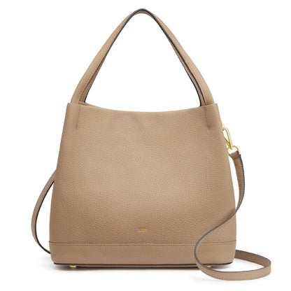Kattee Genuine Leather Handbags for Women 2026 Trendy, Soft Leather Bucket Bags Shoulder Tote Crossbody Purses with 2 Straps, Apricot