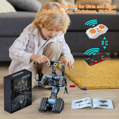 iATOM 1176 Pieces Johnny 5 Robot Building Set with Remote Control - Rechargeable, Gift for Adults Men, STEM Tech Movie Robotic Figure Model Kit