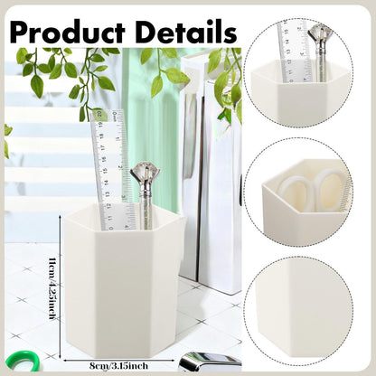 Marspark 12 Pcs Beige Office Supplies Desk Accessories Set Pen Holder Tape Dispenser Stapler Staple Remover Staples Tape Ruler Scissor Pen Sticky Note Index Tab Clips Set for School Office Home