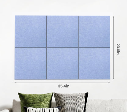 Large Cork Board Alternative 36" X 24" Bulletin Board - 6 Pack Removable Felt Wall Tiles with 20 pushpins, Large Cork Boards for Walls Cork Board for Office Pin Board Tack Board - Soft Periwinkle
