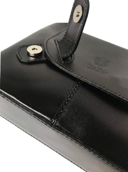 LaGaksta Isabella Crossbody Bag Purse Italian Leather, Black