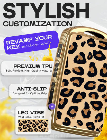 Lucrum Compatible with Mazda CX5 Key Fob Cover & Leather Keychain - TPU Keyfob Case for 3, 6, CX-5, CX-9, CX-30, CX-50, CX-70 (2019-2025) - Leo Vibe