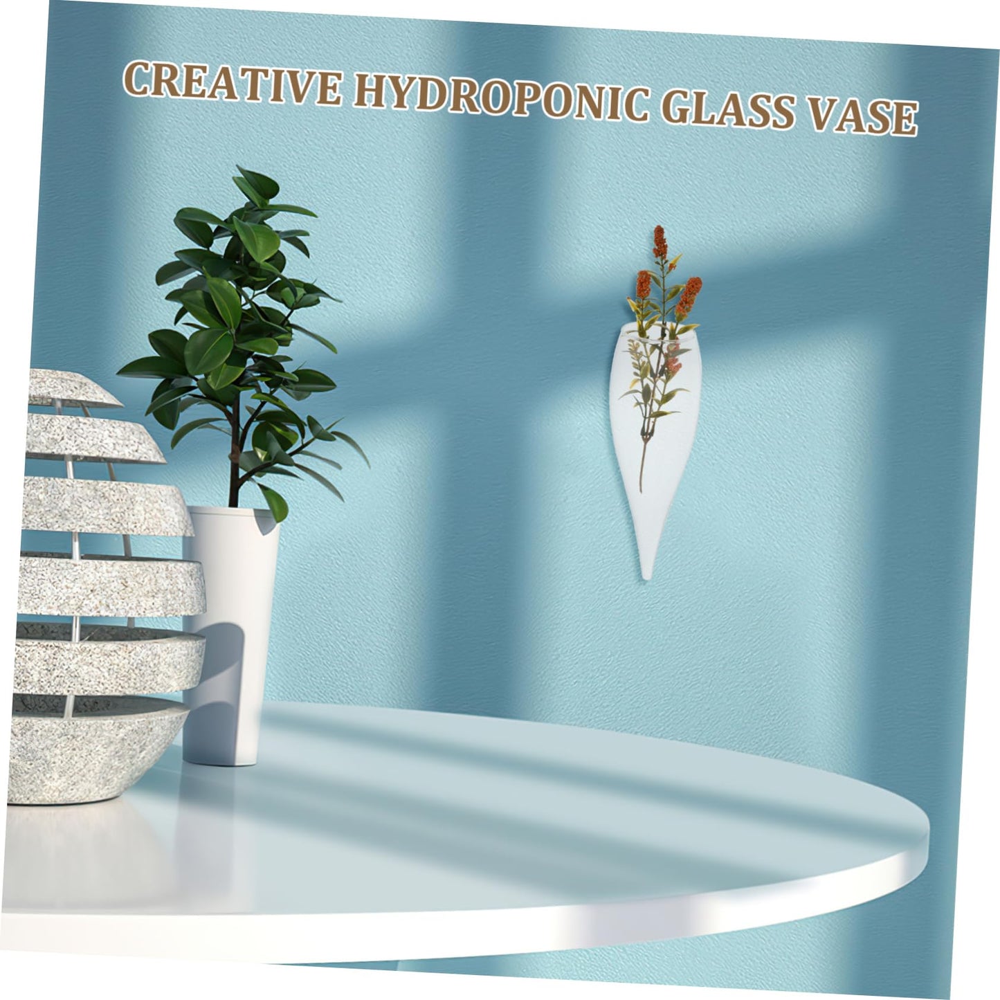 Luxshiny Wall Mounted Glass Flower Planter Transparent Terrarium Vase for Hydroponic Plants Fish Tank Versatile Home Decor for Bathroom Living Room Office